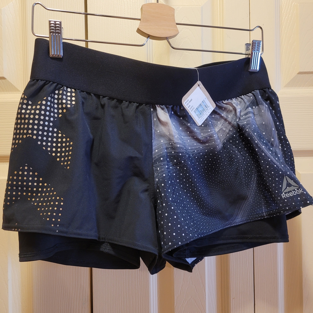 NWT Reebok Black 2 - 1 Speedwick Athletic Shorts